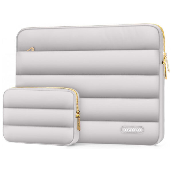 MOSISO 15-15,6" Capa Puff para Laptop com Bolsa Adicional, Compatível com MacBook Pro 16, HP, Dell, ASUS, Acer, Lenovo, Cinza