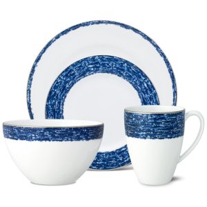 Aparelho de Jantar para Todas as Ocasiões com 4 Peças Formato Redondo e Material de Porcelana Noritake 1767-04G Branco e Azul