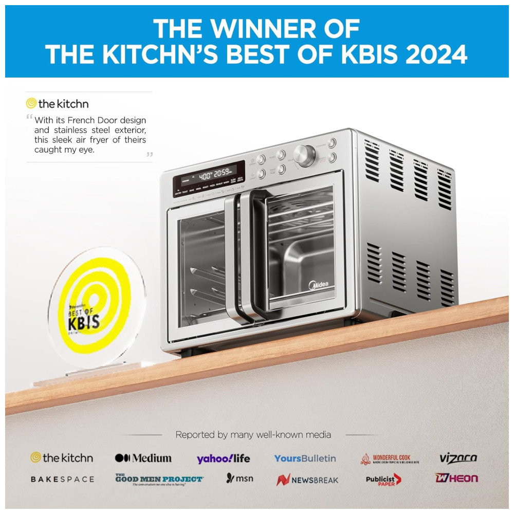 Forno e Fritadeira Elétrica Midea Flexify 10 em 1 25L Air Fryer com Portas French Door 25% mais rápido 90% menos óleo aço inox cozinha - Imagem 2