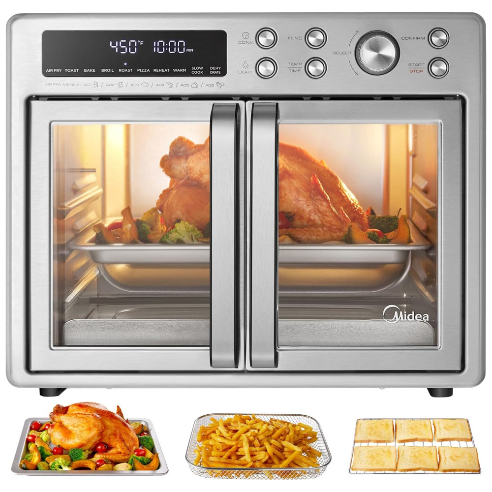 Forno e Fritadeira Elétrica Midea Flexify 10 em 1 25L Air Fryer com Portas French Door 25% mais rápido 90% menos óleo aço inox cozinha - Imagem 12