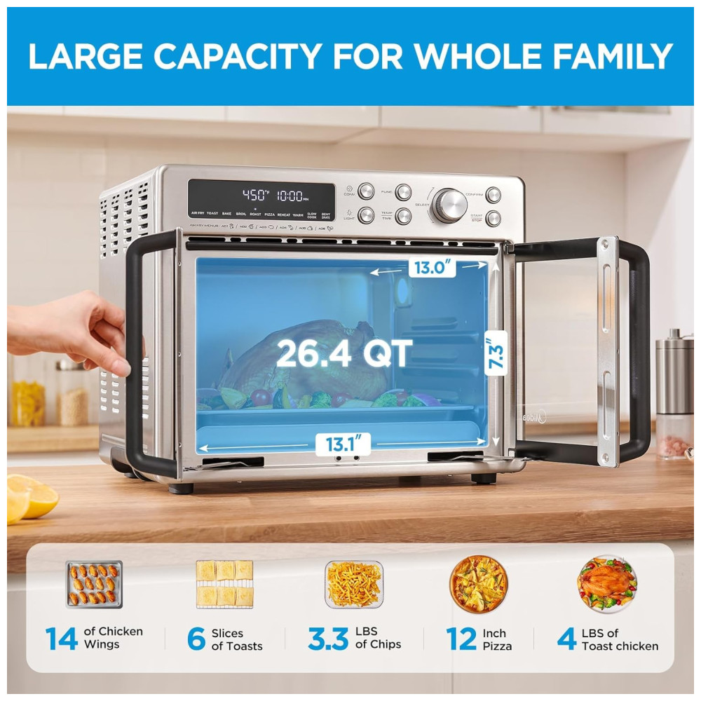 Forno e Fritadeira Elétrica Midea Flexify 10 em 1 25L Air Fryer com Portas French Door 25% mais rápido 90% menos óleo aço inox cozinha - Imagem 4