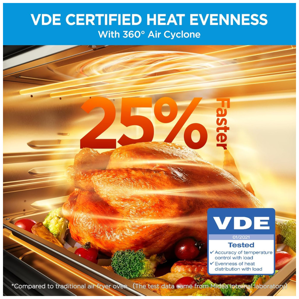 Forno e Fritadeira Elétrica Midea Flexify 10 em 1 25L Air Fryer com Portas French Door 25% mais rápido 90% menos óleo aço inox cozinha - Imagem 5