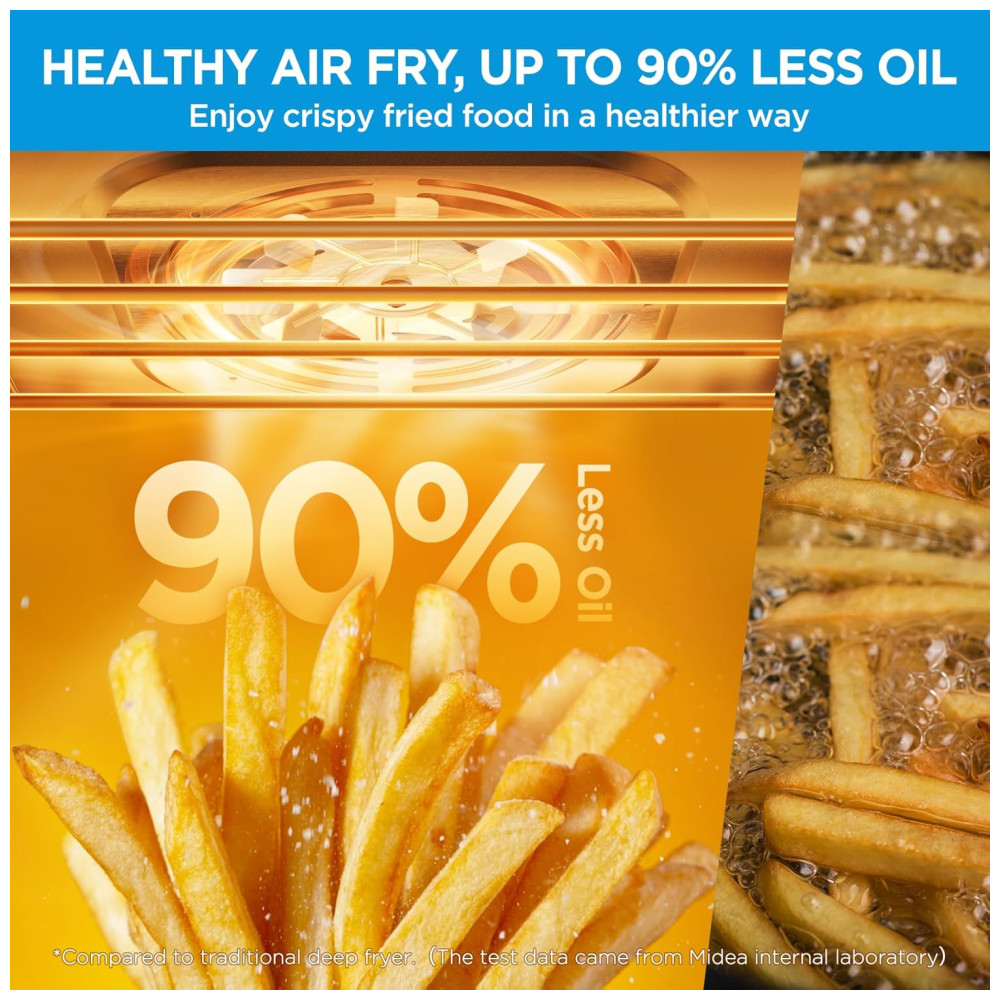 Forno e Fritadeira Elétrica Midea Flexify 10 em 1 25L Air Fryer com Portas French Door 25% mais rápido 90% menos óleo aço inox cozinha - Imagem 6