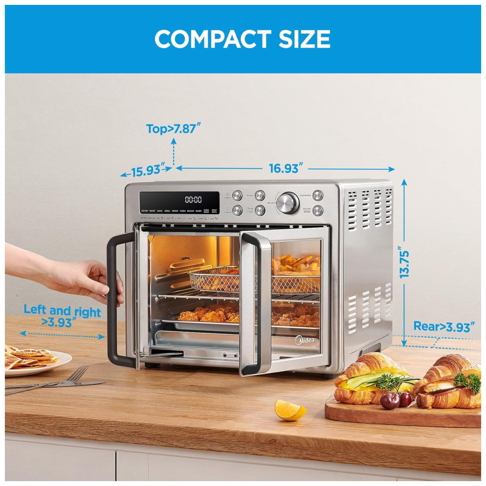 Forno e Fritadeira Elétrica Midea Flexify 10 em 1 25L Air Fryer com Portas French Door 25% mais rápido 90% menos óleo aço inox cozinha - Imagem 10