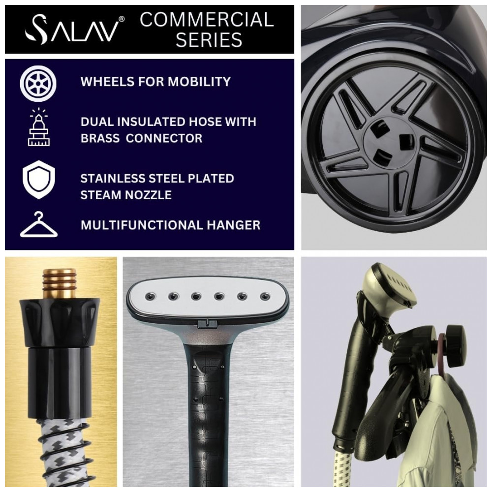 Salav Vaporizador de Roupas Comercial Heavy Duty de Tamanho Completo com Pedais e Reservatório de Água Extra Grande de 3L, - Imagem 2