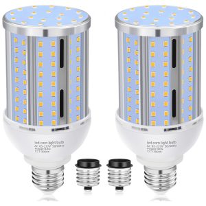 Pacote com 2 Lâmpadas de Milho LED de 44W Sem Ventoinha Equivalente a 390 Watts Base Média/Grande E26/E39 3000K Branco Quente 5.900LMXYCN