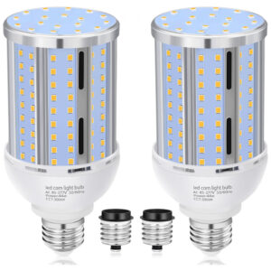 Pacote com 2 Lâmpadas de Milho LED de 44W, Sem Ventoinha, Equivalente a 390 Watts, Base Média/Grande E26/E39, 3000K Branco Quente 5.900LM,XYCN