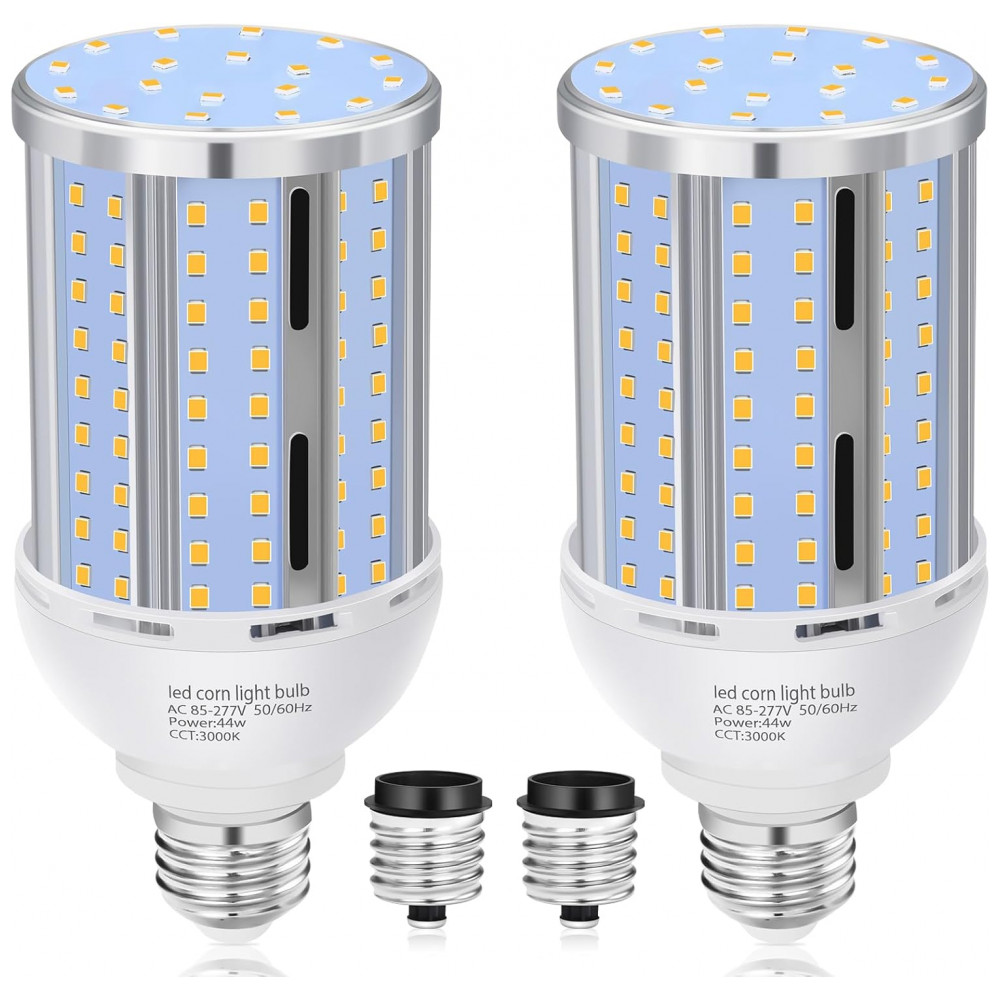 Pacote com 2 Lâmpadas de Milho LED de 44W, Sem Ventoinha, Equivalente a 390 Watts, Base Média/Grande E26/E39, 3000K Branco Quente 5.900LM,XYCN