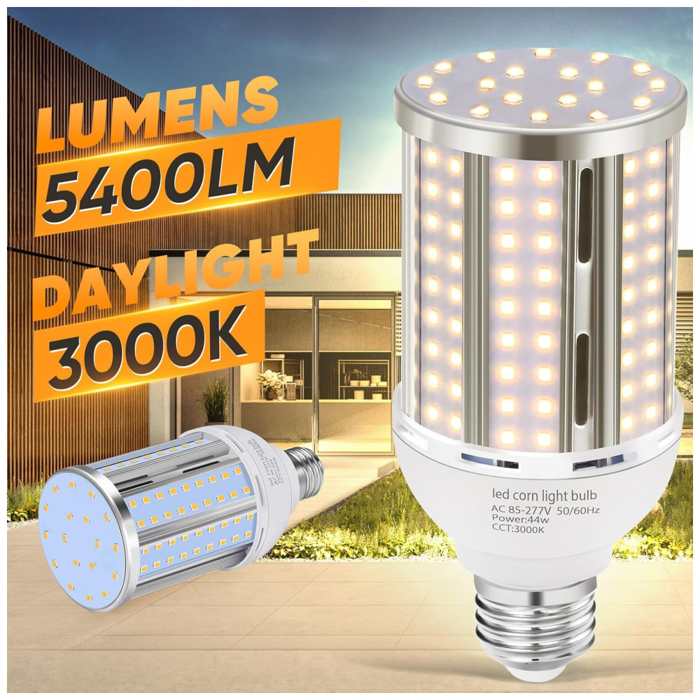 Pacote com 2 Lâmpadas de Milho LED de 44W, Sem Ventoinha, Equivalente a 390 Watts, Base Média/Grande E26/E39, 3000K Branco Quente 5.900LM,XYCN - Imagem 2
