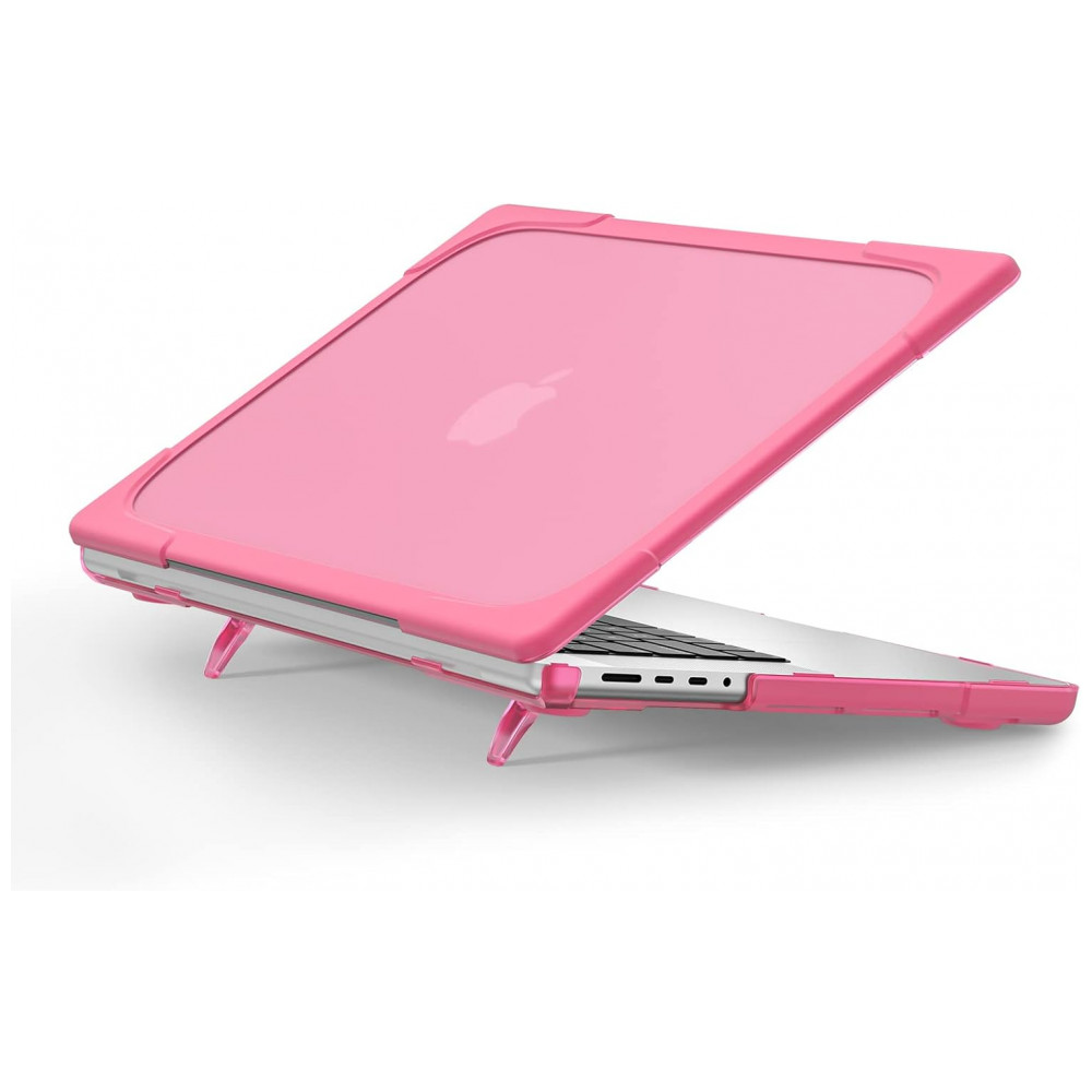 Capa Rígida Batianda MacBook Pro 16" Rosa – Modelos A3403 A3186 A2991 A2780 A2485 com Suporte Dobrável - Imagem 3