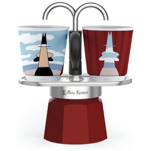 Mini Cafeteira de Café Expresso Manual 95 mL Bialetti Alumínio Vermelha