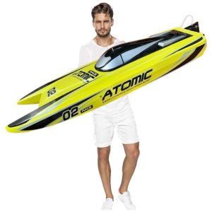 Barco de Controle Remoto para Adultos com Velocidade Máxima de 65 km/h Alcance de 300 Metros e Motor Sem Escova SOWOFA Amarelo