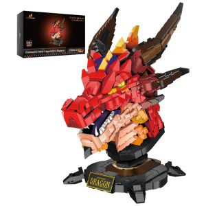 Kit de Construção Cabeça de Dragão com 2713 Peças JMBricklayer Vermelho