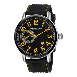 Relógio Automático Legacy de Novo 229A2 Classic 48mm com Mostrador Preto e Correia de Borracha Preta - Stuhrling