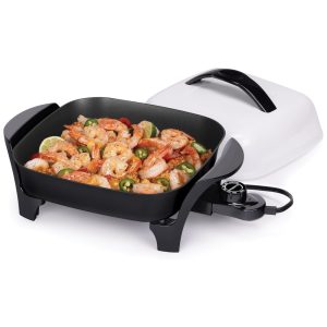 Frigideira Elétrica com Controle de Temperatura e Acabamento Antiaderente 110V 1000W Presto 6620 Branca e Preta