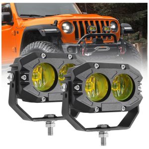 Farol de Milha LED Off Road Ãmbar com 9600 Lúmens e Luz Branca IP68 12V 24V 80W 2Un BraveWAY 915Z US