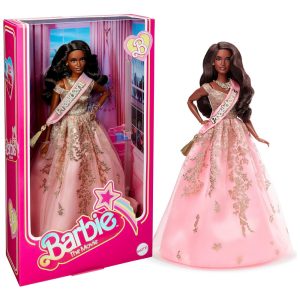 Boneca Barbie Presidente Colecionável com Vestido Rosa e Dourado Cintilante Barbie