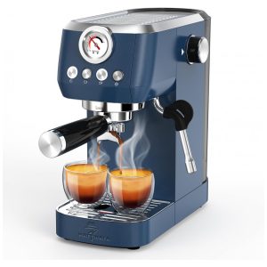Máquina de Espresso 20 Bar Vaporizador Profissional Manômetro Colorido 145L MAttinata Inox Azul 110V