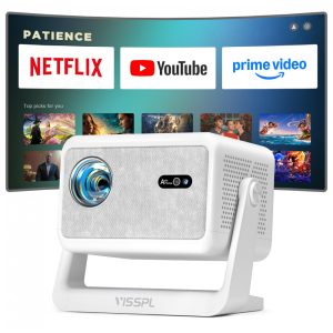 Projetor Smart VISSPL Branco WiFi 6 Bluetooth Suporte 4K 1080P H86 55W