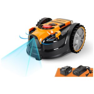 Robô Cortador de Grama Sem Fio até 92m2 com Navegação Óptica Autonomia de 3H e Inclinação até  35% 110V LawnMaster OcuMow Laranja