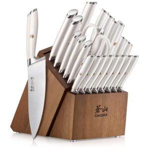 Conjunto de Facas em Aço Inoxidável com Bloco de Bancada 23 Peças Cangshan 1027549 Branco