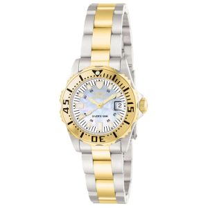 Relógio Feminino Pro Diver com Mostrador Madrepérola Invicta 6895 Prata e Dourado
