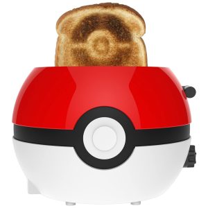 Torradeira 2 Fatias com Tema Pokemon Pokeball e Bandeja de Migalhas Removível para Fácil Limpeza e Livre de BPA. 110V 600W Uncanny Brands Branca e Vermelha