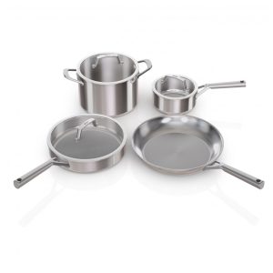 Conjunto de Panelas Ninja EverClad 7 Peças Aço Inox Triplo Fundo Grau Comercial Indução