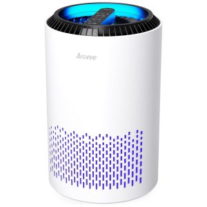 AROEVE MK01 Purificador de Ar c Filtro HEPA Área até 20 m2 c Controle de Velocidade Branco
