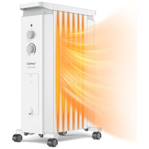 Aquecedor Elétrico a Óleo com 3 Modos Caixa de Umidificação e Economia de Energia 1500W 110V COSTWAY Branco