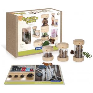 Tubos de Acrílico Empilháveis Guidecraft Treasure Tubes Clear Transparente Janelas Observação Conjunto 8 Tubos Diferentes Tamanhos