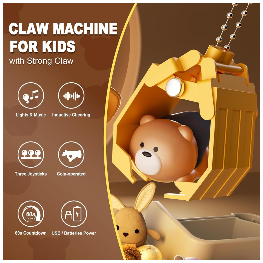 ORANGE OCEAN Máquina de Garra Grande 57 PCS para Crianças com Som e Luz Estilo Ursos, Brinquedo Arcade para Meninos e Meninas 3-8 Anos - Imagem 2