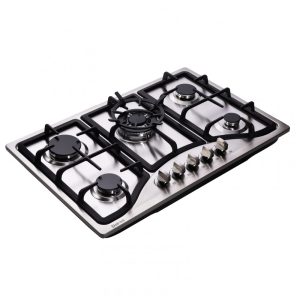 Cooktop a gás de embutir 86 cm Deli-Kit inox 5 queimadores selados dupla alimentação GN/GLP acendimento 110V