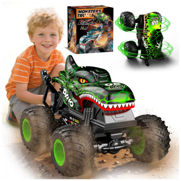 Caminhão Monstro de Brinquedo para Crianças, 120 Dinossauros RC Carro Caminhão com 360 Voltas Drift, Caminhões Monstros All-Terrain de 2.4GHz,Gohero