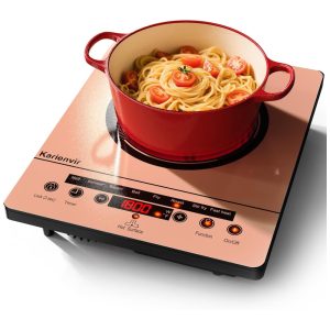 Cooktop Elétrico Portátil de 1 Boca Fogão Elétrico 110V com Plugue Touch Screen com Trava de Segurança Timer 9 Níveis de Potência.Karienvir