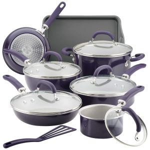 Jogo de Panelas 13 peças com Revestimento Antiaderentes Rachael Ray Roxa