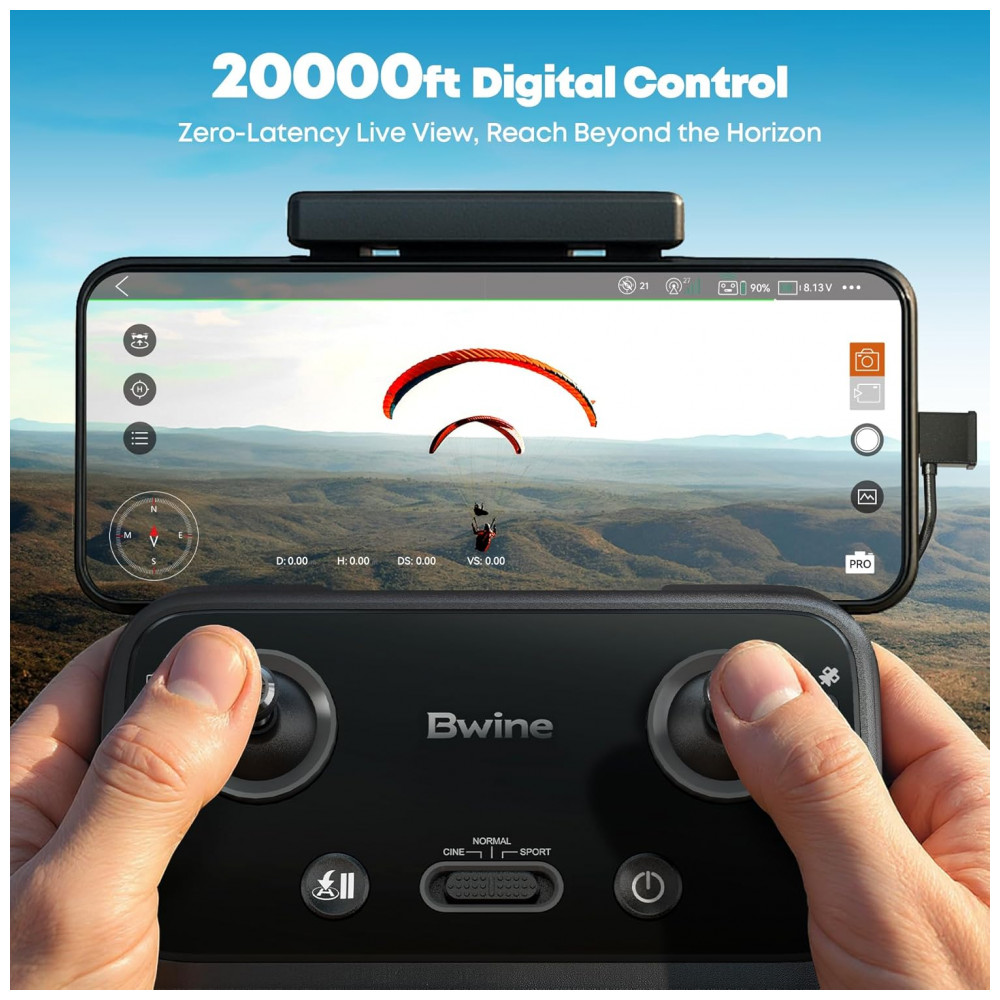 Drone Bwine F7MINI 8K com Câmera para Adultos Vídeo 4K Gimbal 3 Eixos 96 Min de Voo Controle FPV 20000ft GPS Inteligente Retorno Automático Seg - Imagem 4