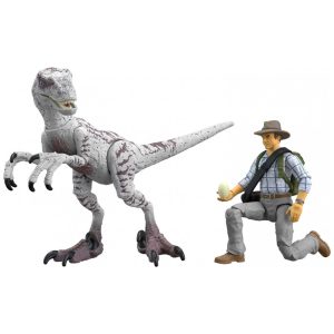Conjunto de figuras Mattel Jurassic World Hammond Collection Jurassic Park III Dr. Alan Grant & Velociraptor com ovos de raptor