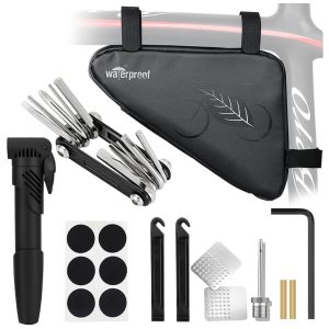Kit de Reparo Emergencial de Bicicleta e Bolsa de Transporte 11 Funções WOTOW Prateado