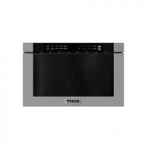 Micro-ondas de embutir gaveta 61 cm Thor Kitchen inox 34L 10 níveis de potência 6 modos de cozimento 1000W 110V