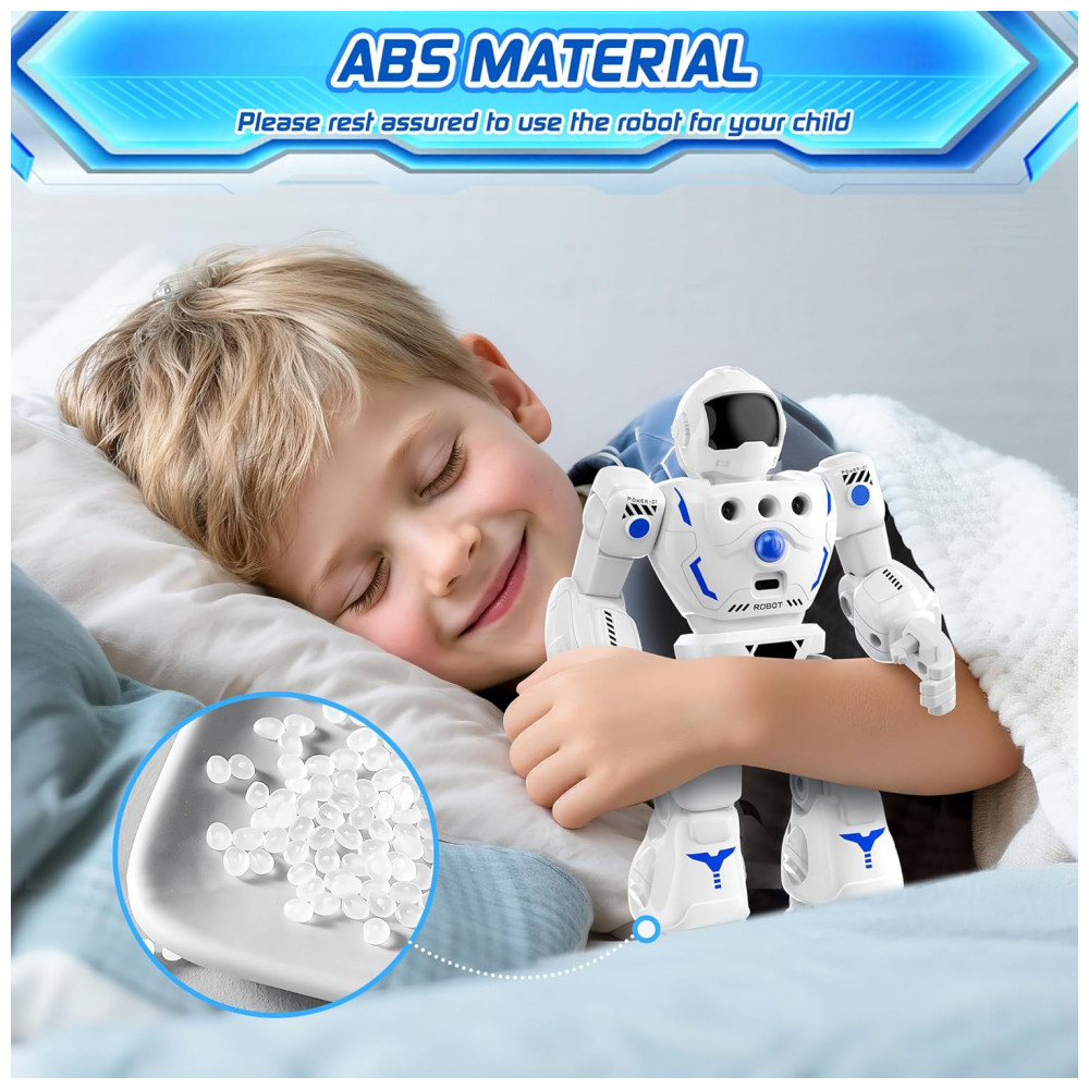 Robô Programável Azul e Branco – BAZOLOTA, Controle Remoto + Sensor de Gestos, Caminhar, Deslizar, Cantar e Dançar para Crianças - Imagem 9