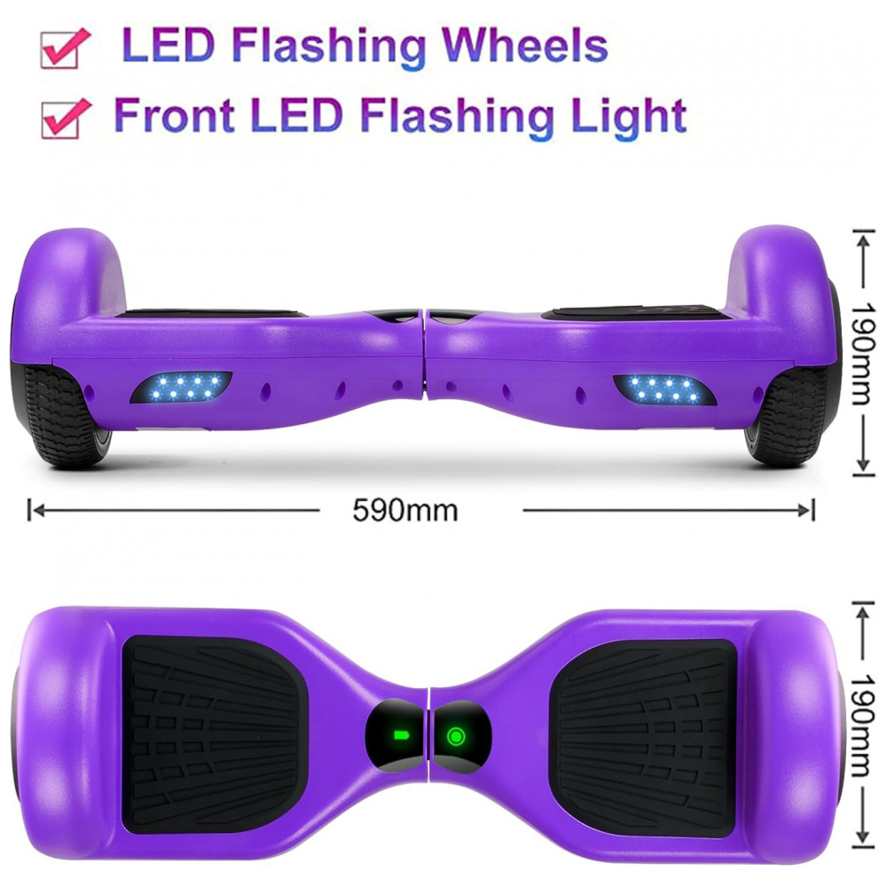 Hoverboard Elétrico Hover-1 Nova Roxo, Autoequilibrado 16 km/h, Bateria 36V 4Ah, Motor 350W, Alcance 16 km, LED, Bluetooth, Peso 12,5 kg com embalagem - Imagem 3