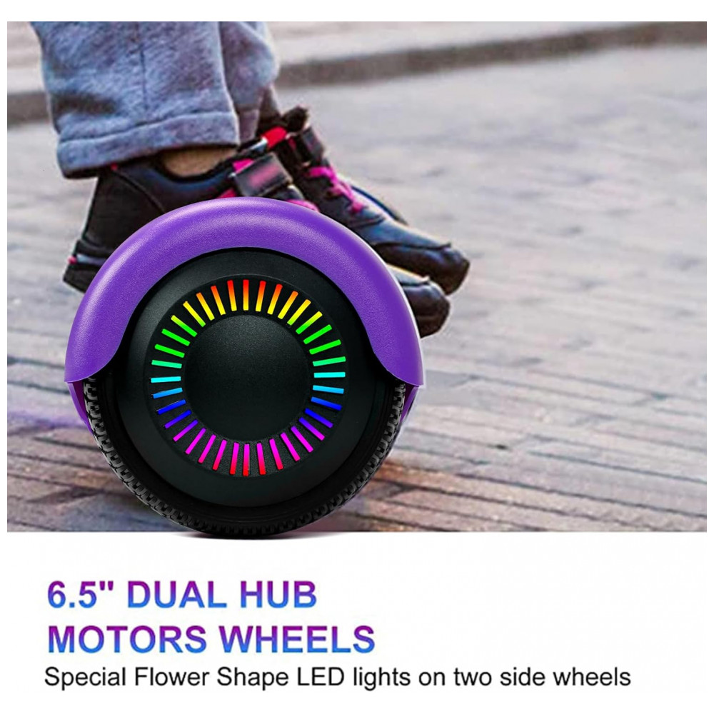 Hoverboard Elétrico Hover-1 Nova Roxo, Autoequilibrado 16 km/h, Bateria 36V 4Ah, Motor 350W, Alcance 16 km, LED, Bluetooth, Peso 12,5 kg com embalagem - Imagem 4