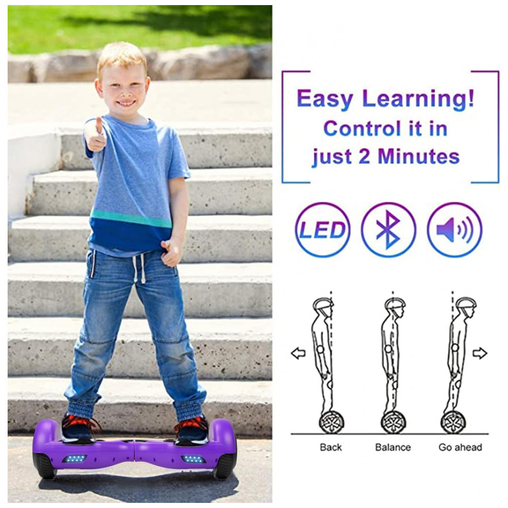 Hoverboard Elétrico Hover-1 Nova Roxo, Autoequilibrado 16 km/h, Bateria 36V 4Ah, Motor 350W, Alcance 16 km, LED, Bluetooth, Peso 12,5 kg com embalagem - Imagem 6