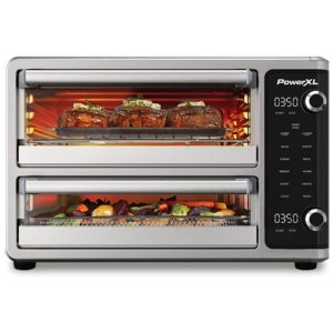 Forno Elétrico em Aço Inoxidável com Porta Dupla e 10 Funções de Cozimento 110V 1750W PowerXL Prata