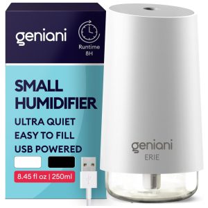 Umidificador Ultrassônico 250ML com Luz Noturna e Desligamento Automático GENIANI Erie Branco