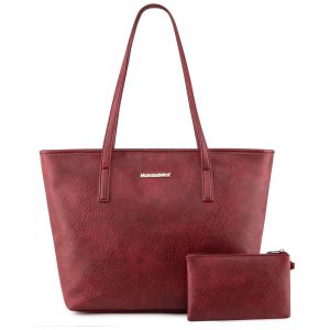 Bolsa de Ombro Feminina em Couro Sintético com Carteira Montana Vermelha