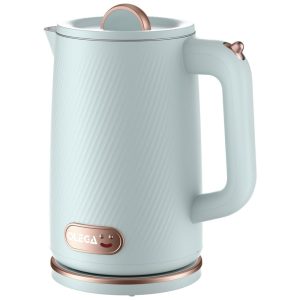 Chaleira Elétrica OLEGA Azul Inox 18 L 1500W Parede Dupla Tampa Removível Proteção Contra Superaquecimento Desligamento Automático 110V