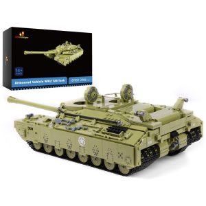Kit de Construção Tanque Pesado Militar T28 da 2 Guerra Mundial com 2986 Peças JMBricklayer Verde Claro