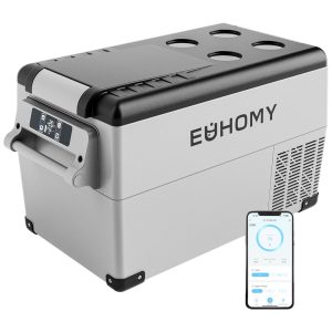 Frigobar Cooler Elétrico Automotivo Portátil 35L com Display LCD 60W E EUHOMY Cinza